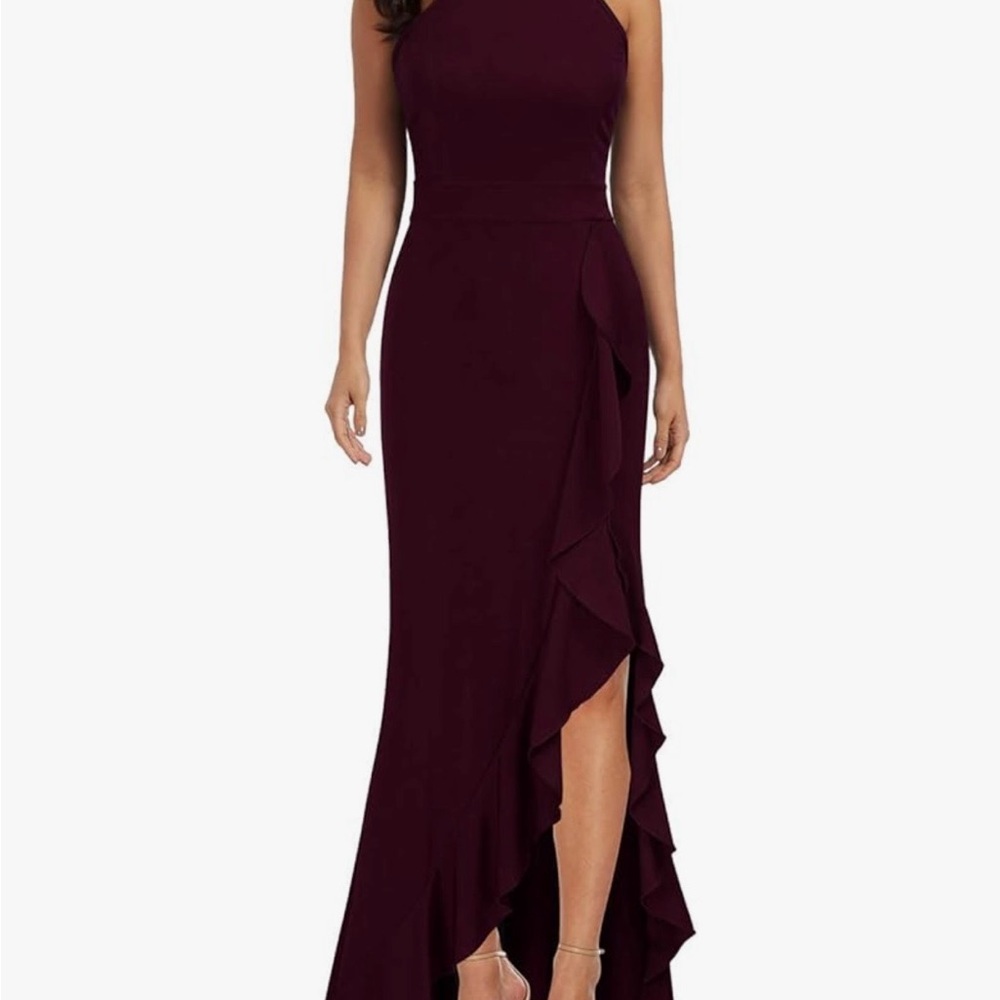 Chic Asymmetrical Burgundy Dress